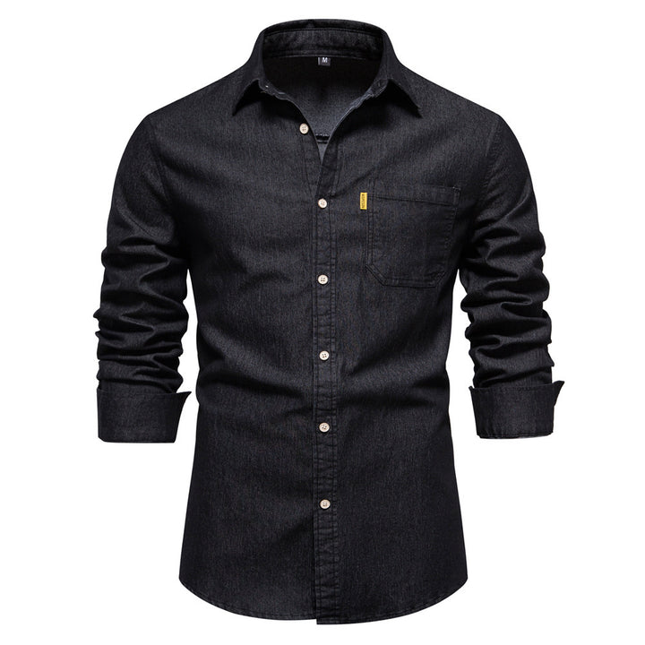 Men's narrow cut denim shirt with Kent collar and patch chest pockets Mune Fashion