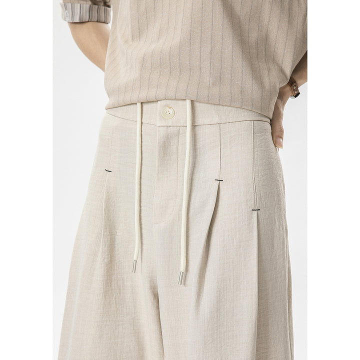 Men's Wide Linen Trousers with High Waist, Pleat & Relaxed Silhouette Mune Fashion