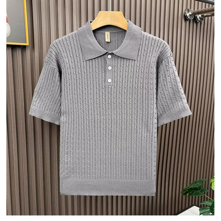 Men's Fashion Knit Polo Shirt with Textured Design Mune Fashion