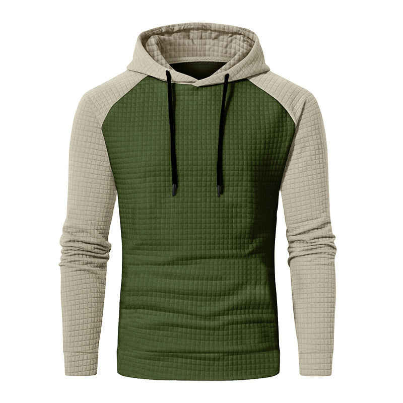 Men's Textured Hooded Sweatshirt with Waffle Structure and Raglan Sleeves Mune Fashion