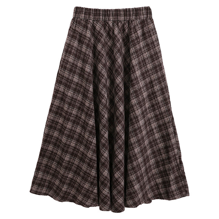Women's flared checked midi skirt with a full drape and elasticated comfort waistband.