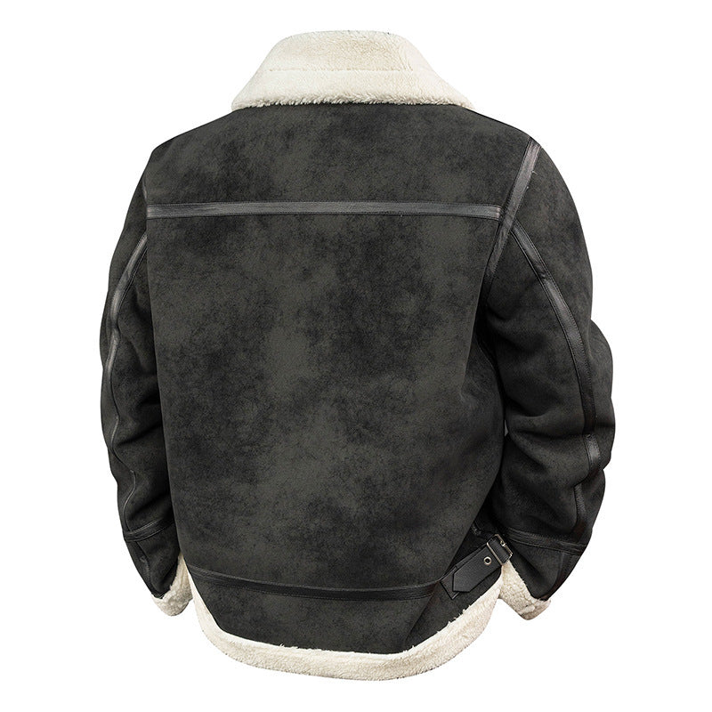 Men's Stylish Bomber Jacket with Faux Fur Collar Mune Fashion