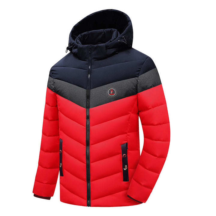 Men's padded jacket with hood, chevron quilting and weatherproof thermal insulation Mune Fashion