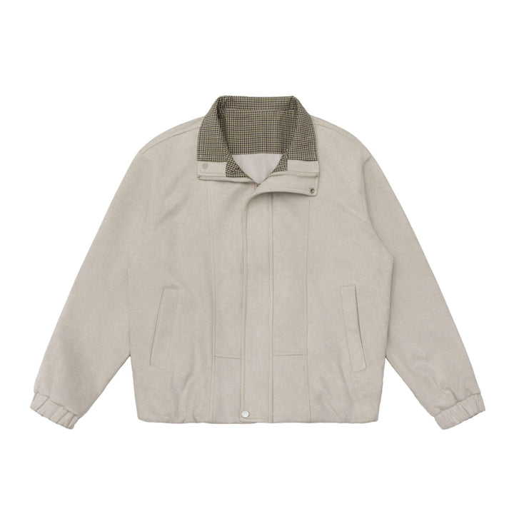 Men's short jacket in a boxy cut with a high stand-up collar and hidden zipper placket Mune Fashion