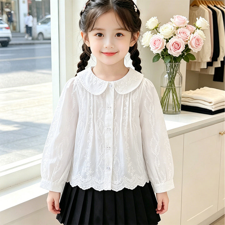 Girls elegant blouse with floral embellishments Mune Fashion