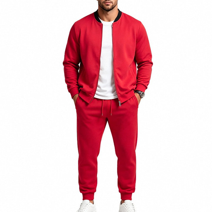 Men's sweat set made of soft sweat fabric with bomber jacket and tapered jogging pants Mune Fashion