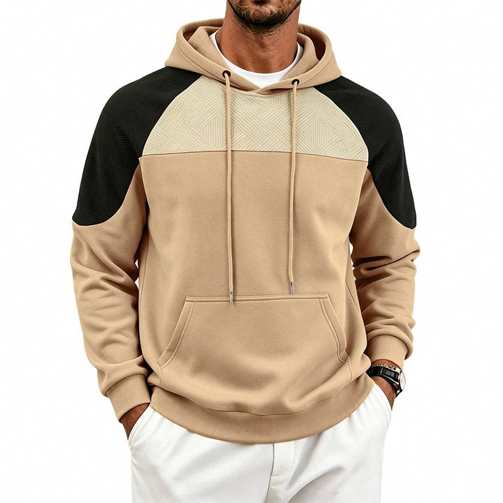 Men's hooded sweatshirt made of French Terry with waffle structure inserts and kangaroo pocket Mune Fashion
