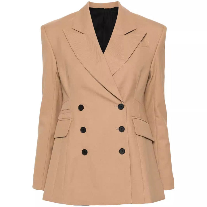 Women Two-Piece Tailored Double-Breasted Blazer Trousers Suit with Flared Palazzo Pants Mune Fashion
