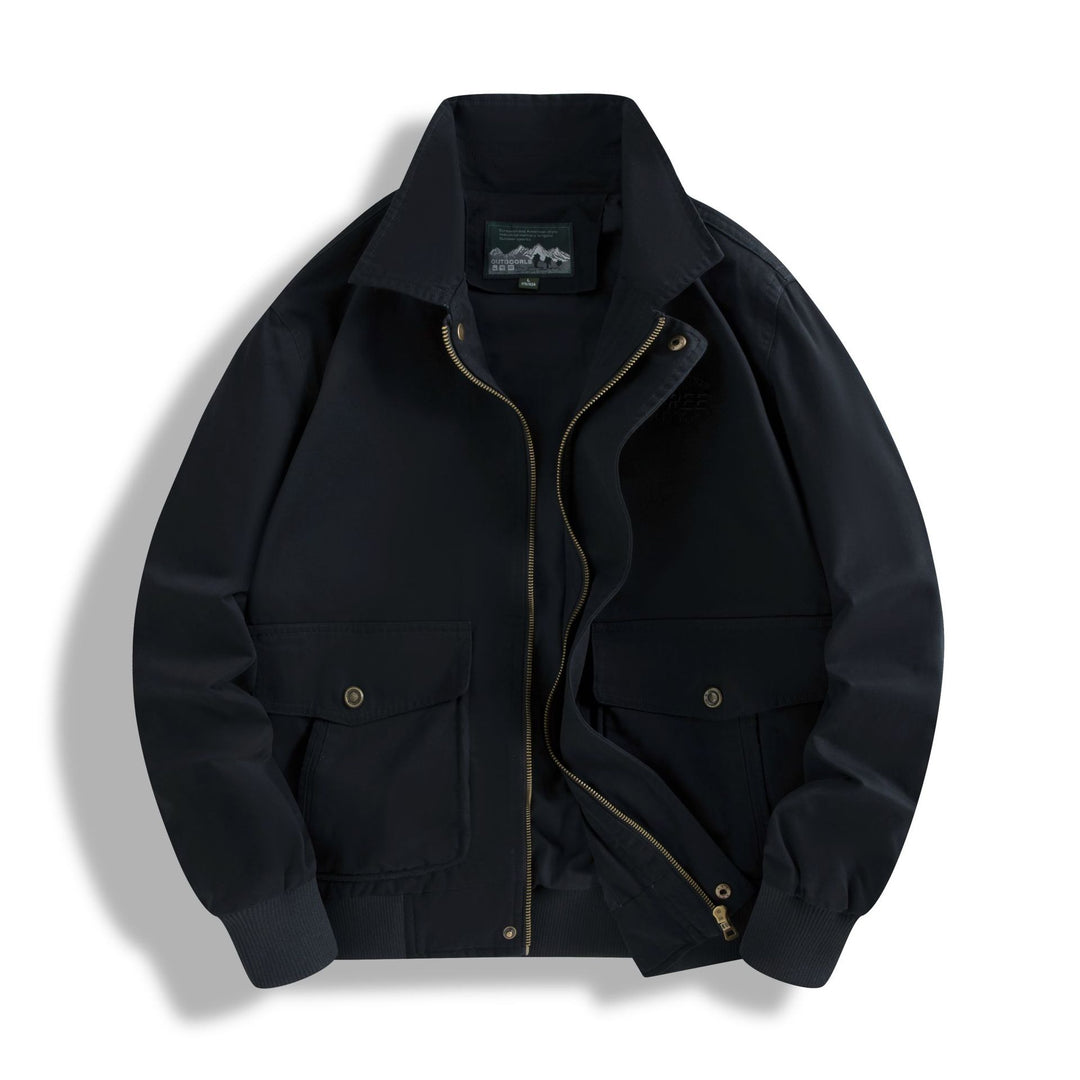 Men's Classic Field Bomber Jacket with Two-Way Zipper and Flap Pockets Mune Fashion