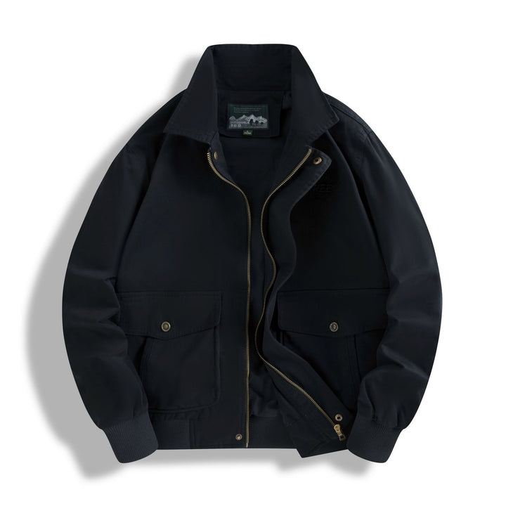 Men's Classic Field Bomber Jacket with Two-Way Zipper and Flap Pockets Mune Fashion