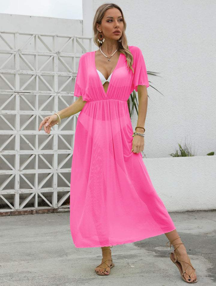Women elegant maxi dress with deep V-neck and flowing skirt Mune Fashion
