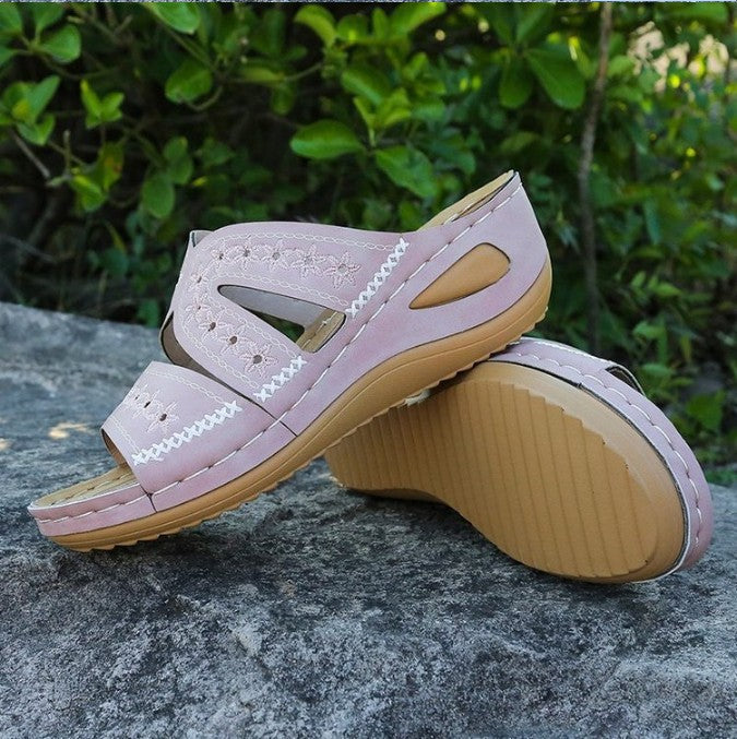 Ladies nan ergonomic comfort sandals with anatomical footbed and floral laser perforation Mune Fashion