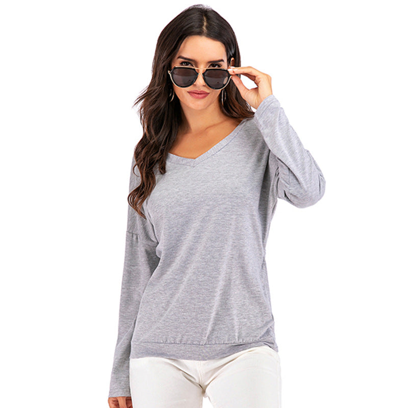 Women's Long Sleeve Top with Draped Back Cut-Out and Oversized Fit Mune Fashion