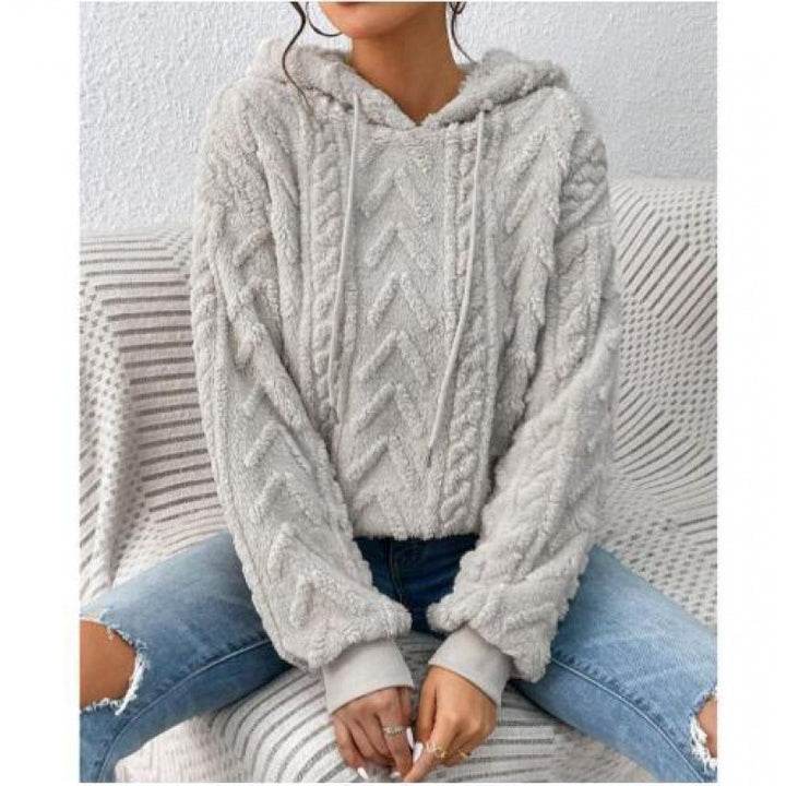 Women's fluffy hoodie with cable-knit pattern and oversized cut Mune Fashion