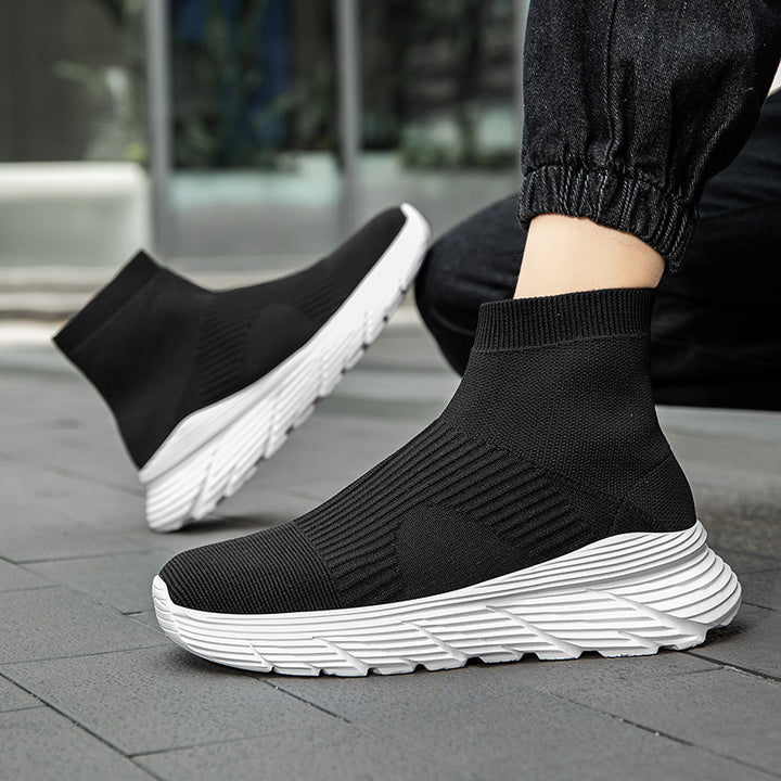 Women nan seamless knit casual sneaker with sock collar and shock-absorbing profile sole Mune Fashion