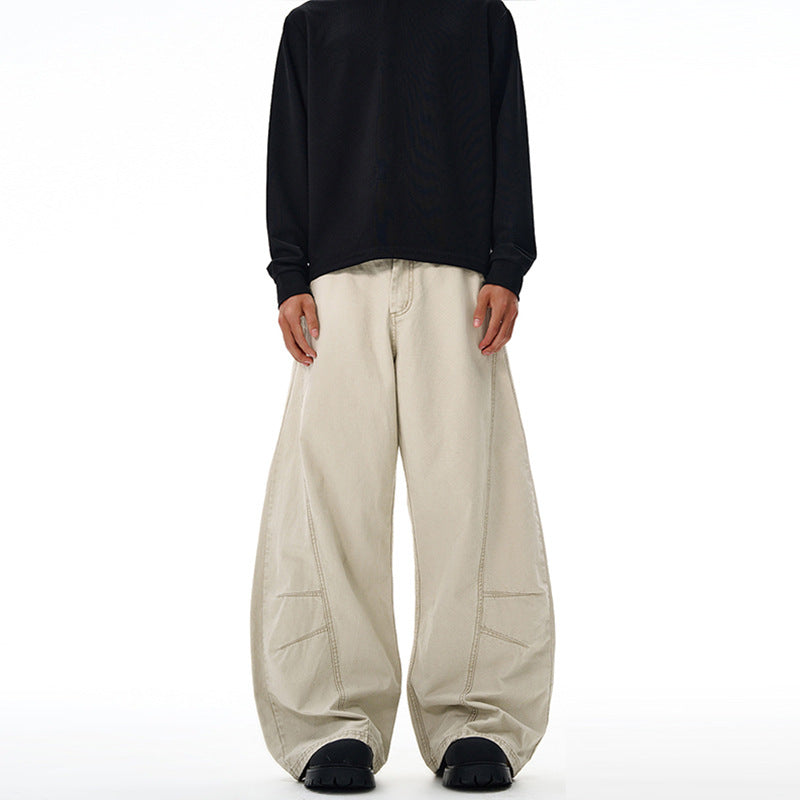 Men Wide-Cut Workwear Palazzo Pants made of sturdy cotton twill with panel seams Mune Fashion