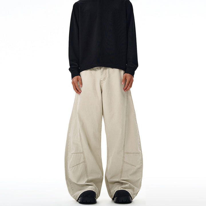Men Wide-Cut Workwear Palazzo Pants made of sturdy cotton twill with panel seams Mune Fashion