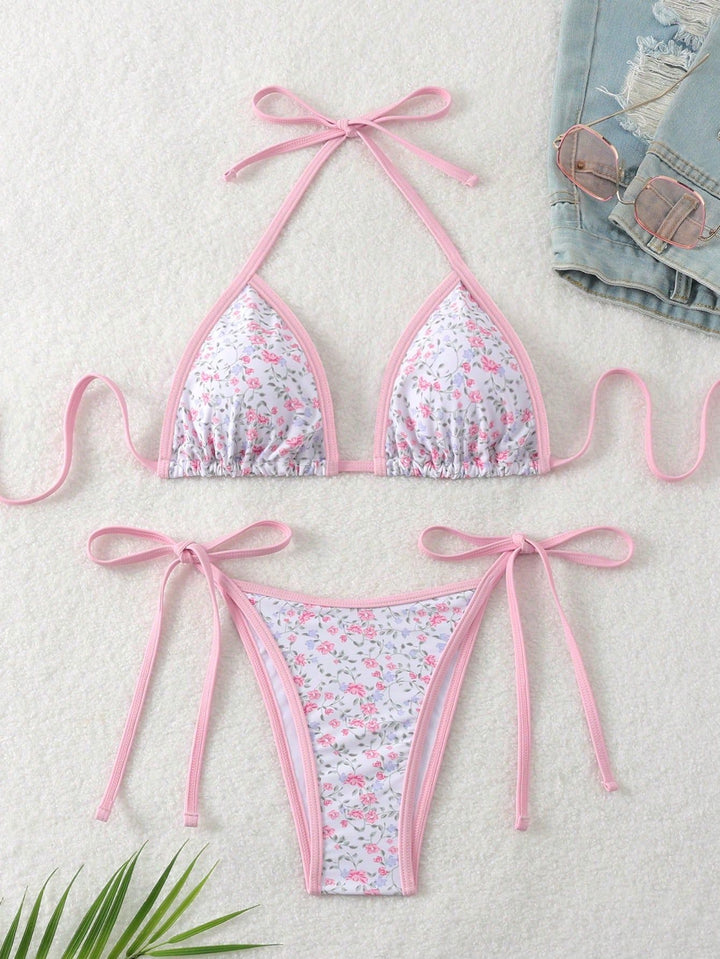 Ladies playful triangle bikini with side tie strings Mune Fashion