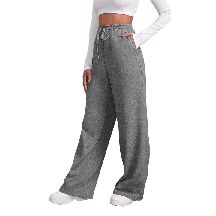 Women's Highwaist Palazzo Jogger with elastic comfort waistband, drawstring and side pockets Mune Fashion