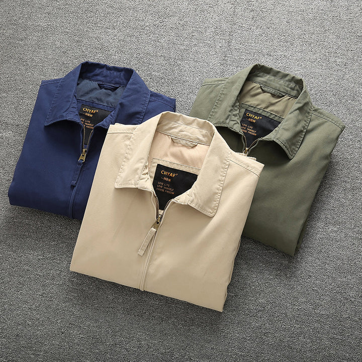 Men's Lightweight Harrington Jacket with Zipper, Stand Collar and Elastic Cuffs Mune Fashion