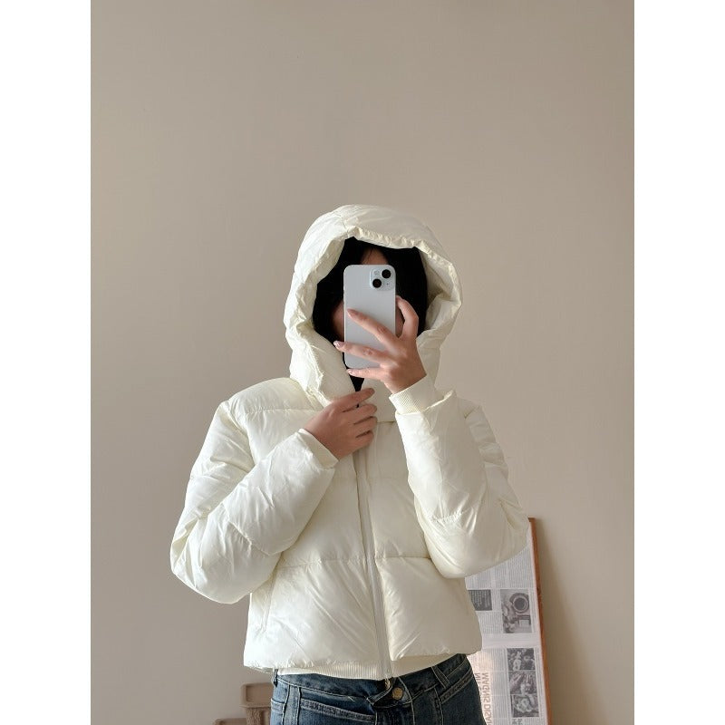 Ladies Short Quilted Cropped Jacket with Wide Lapel Mune Fashion