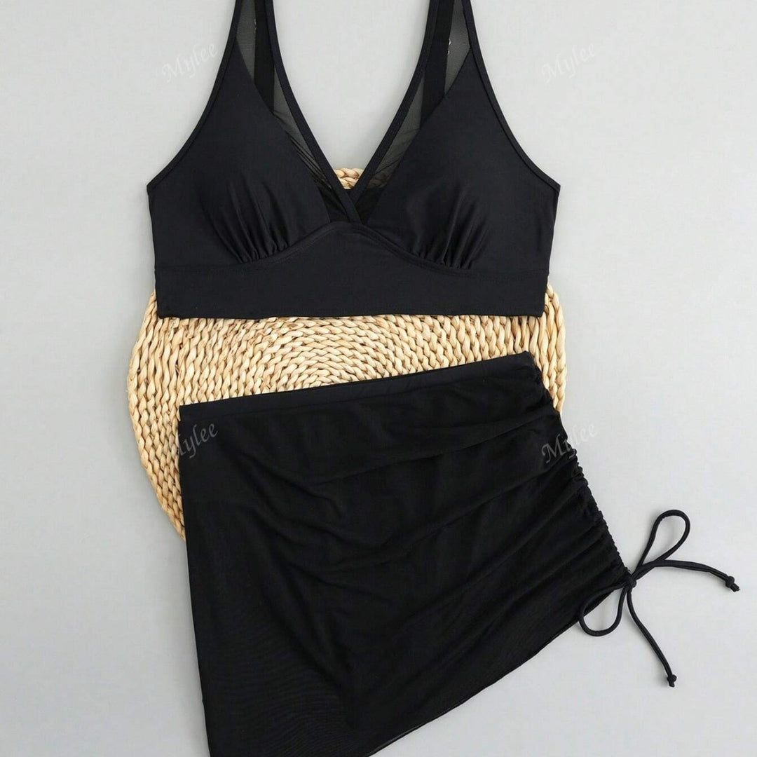 Women's bikini set with transparent wrap skirt and trendy strap design Mune Fashion