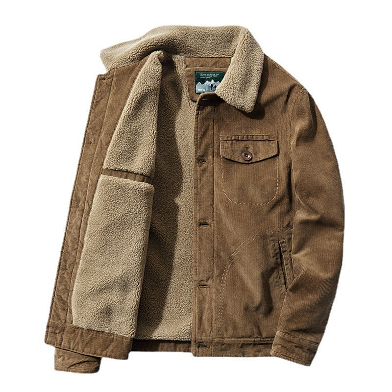 Men's cord jacket with sherpa lining, shirt collar and pocket detail Mune Fashion