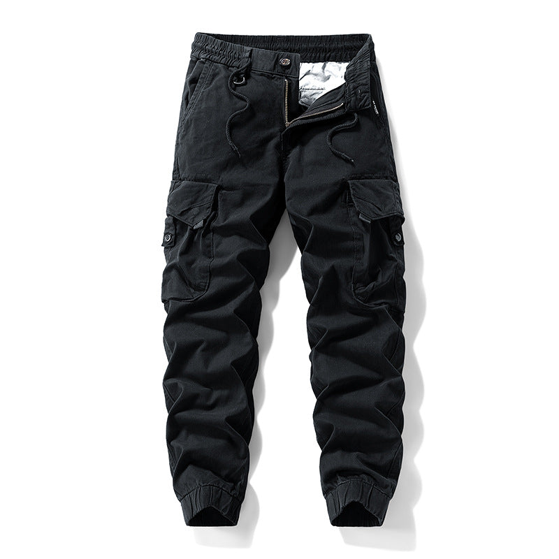 Men's Durable Twill Cargo Pants in Jogger Cut with Drawstring Waist, Applied Flap Pockets and Ribbed Cuffs Mune Fashion