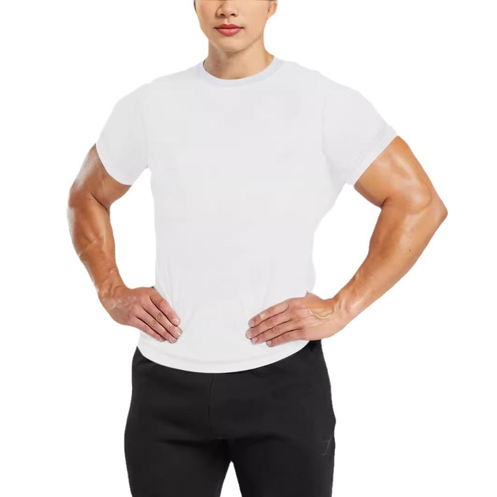 Men's slim fit round neck performance shirt with elastic side wedge and flat seams Mune Fashion