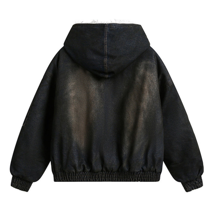 Men's Padded Bomber Jacket with Teddy Lining, Hood and Used Finish Mune Fashion