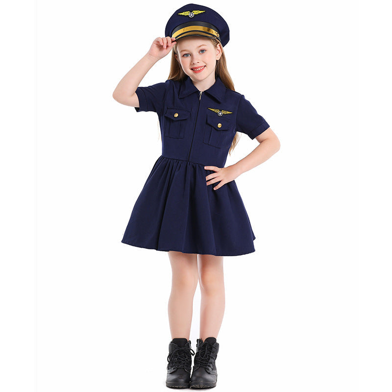 Girl pilot dress with stylish cut and detailed accessories Mune Fashion