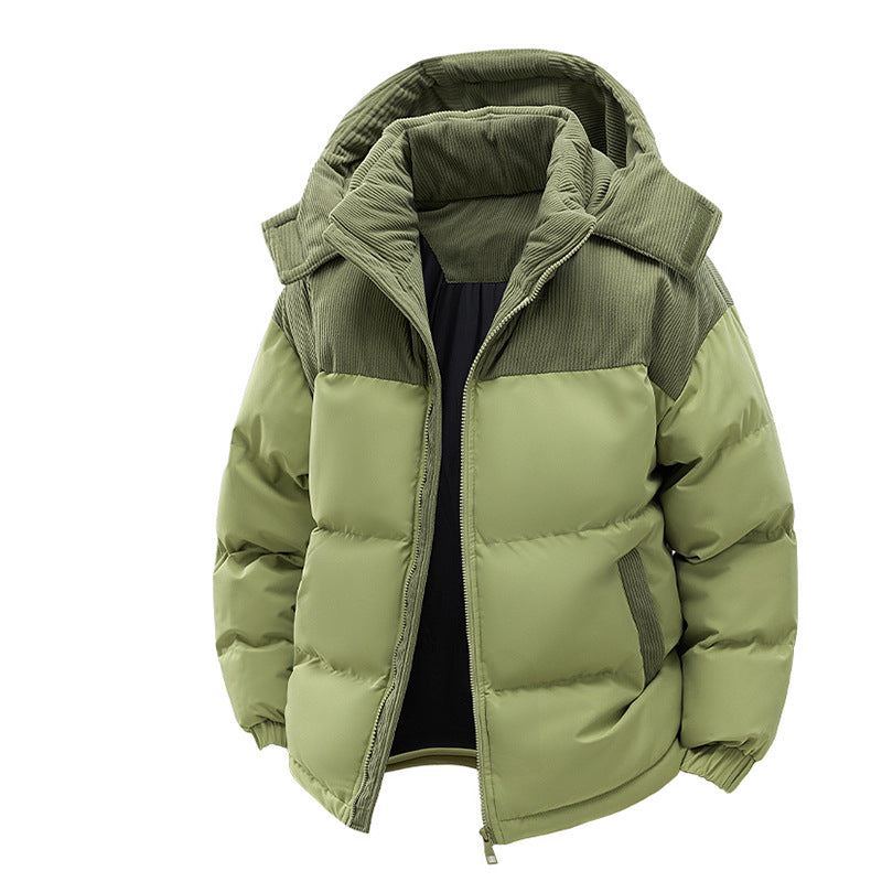 Ladies Thermo Puffer Short Jacket with Cord Shoulder and Hood Collar Mune Fashion