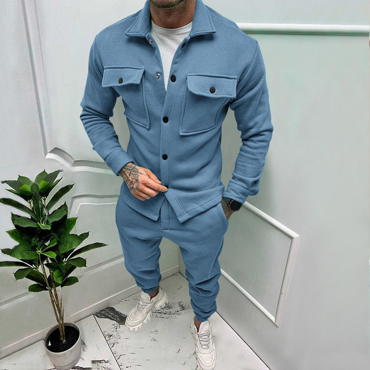 Men's Utility Overshirt made of French Terry with flap pockets and snap button closure Mune Fashion