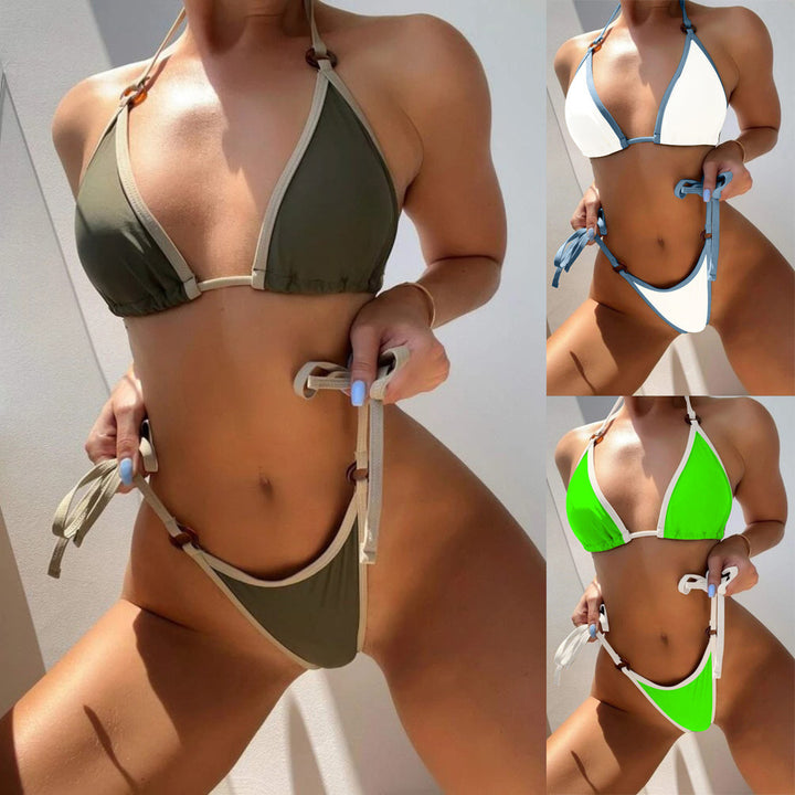 Women's Triangle Bikini with Adjustable Straps and Elegant Accents Mune Fashion