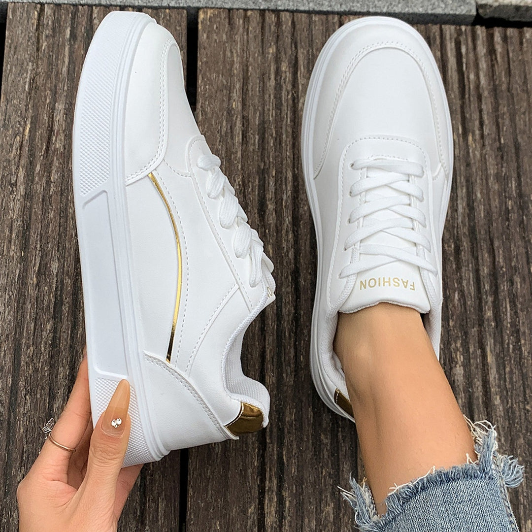 Women’s platform sneakers with golden decorative edge and cushioned comfort insole Mune Fashion