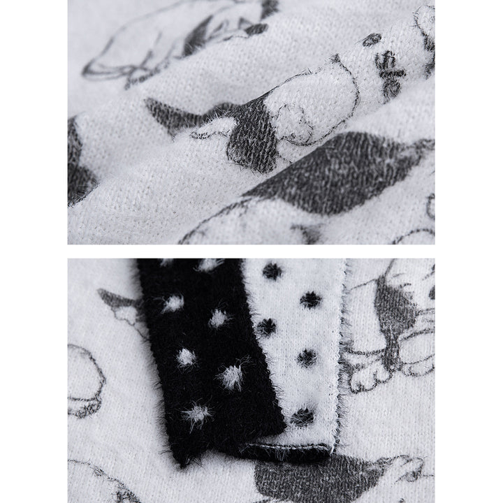 Women Chunky Knit Sweater with Animal Motif Mune Fashion