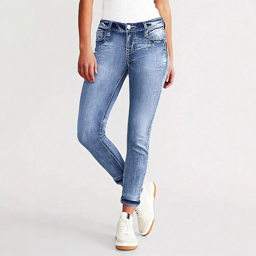 Ladies fitted high-rise skinny jeans with sculpting effect and five-pocket design Mune Fashion