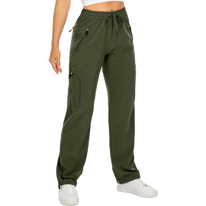 Women casual cargo pants with elastic waistband, drawstring, and zip pockets Mune Fashion