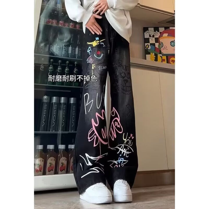 Ladies Fashion Jeans with Creative Graphic Print Mune Fashion