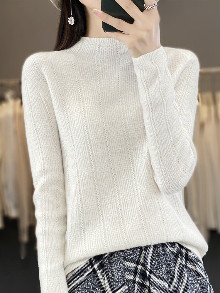 Women's Structured Mockneck Sweater Made of Cashmere-like Wool Blend Mune Fashion