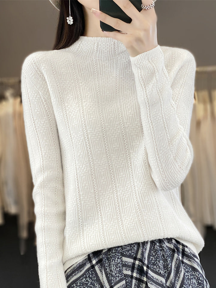 Women's Structured Mockneck Sweater Made of Cashmere-like Wool Blend Mune Fashion