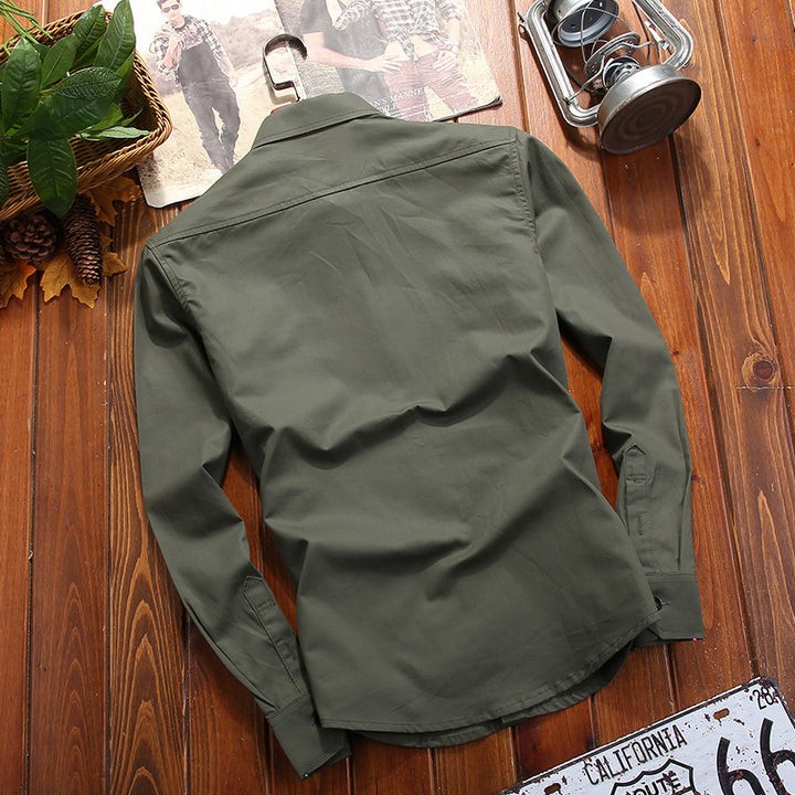 Men's military shirt jacket with epaulettes and patch pockets Mune Fashion