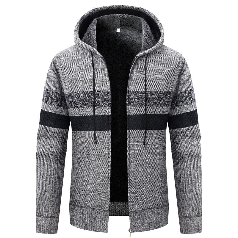 Men's hoodie cardigan with fleece lining and zipper Mune Fashion