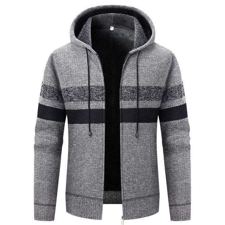 Men's hoodie cardigan with fleece lining and zipper Mune Fashion
