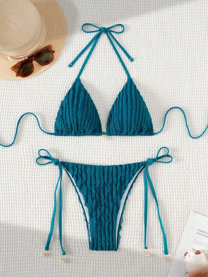 Women's Triangle Bikini with Structured Texture Mune Fashion