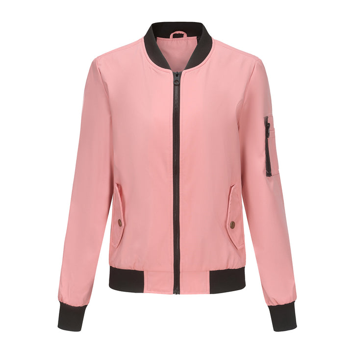 Women's lightweight bomber jacket with arm pocket, contrast cuffs, and sporty fit Mune Fashion