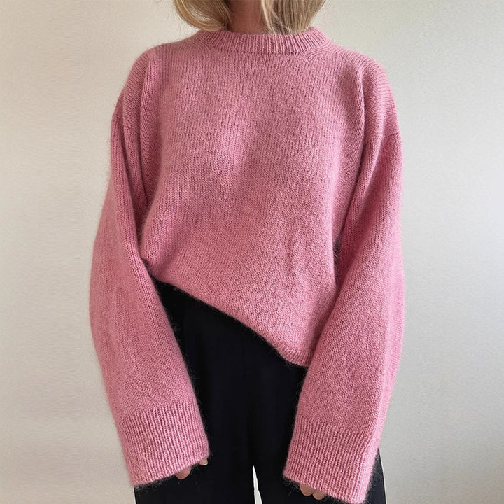 Women Oversized Mohair-Mix Sweater with Loose Silhouette and Ribbed Cuffs Mune Fashion