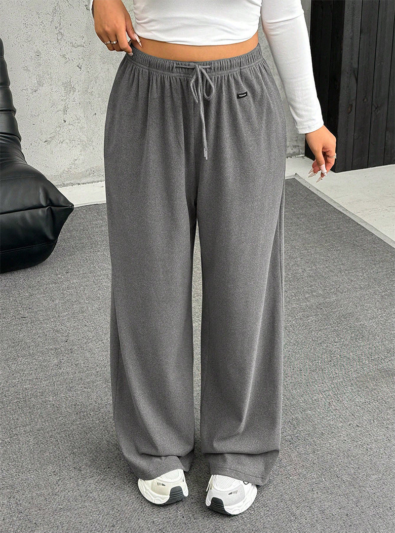 Women's wide relaxed pants with high waistband, elastic drawstring, and wide leg Mune Fashion