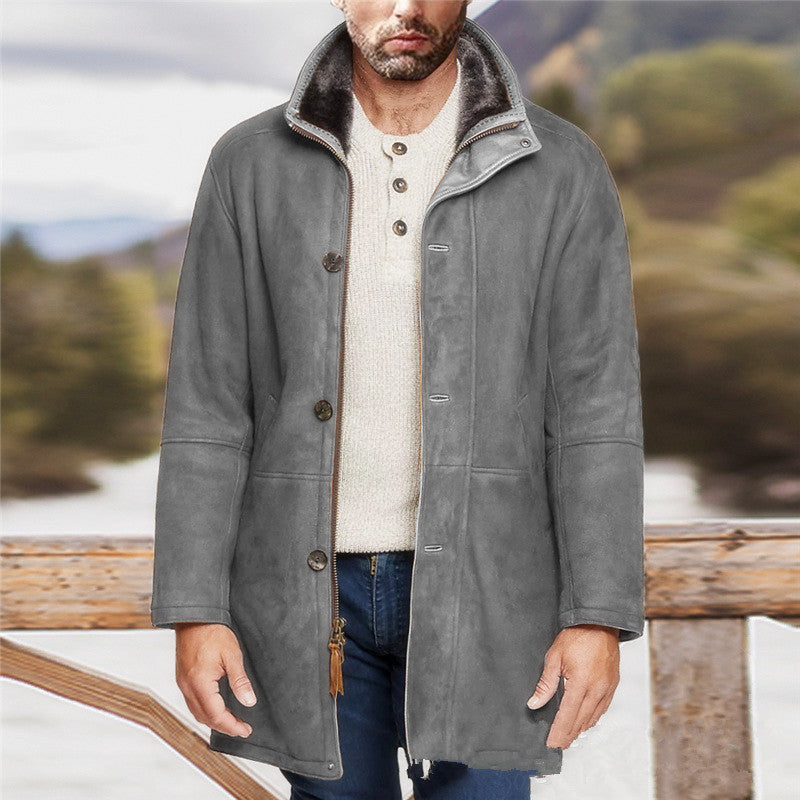 Men's coat in field coat style with teddy collar and two-way zipper Mune Fashion