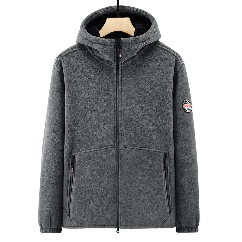 Men's fleece hoodie jacket with teddy lining, two-way zipper and concealed zip pockets Mune Fashion
